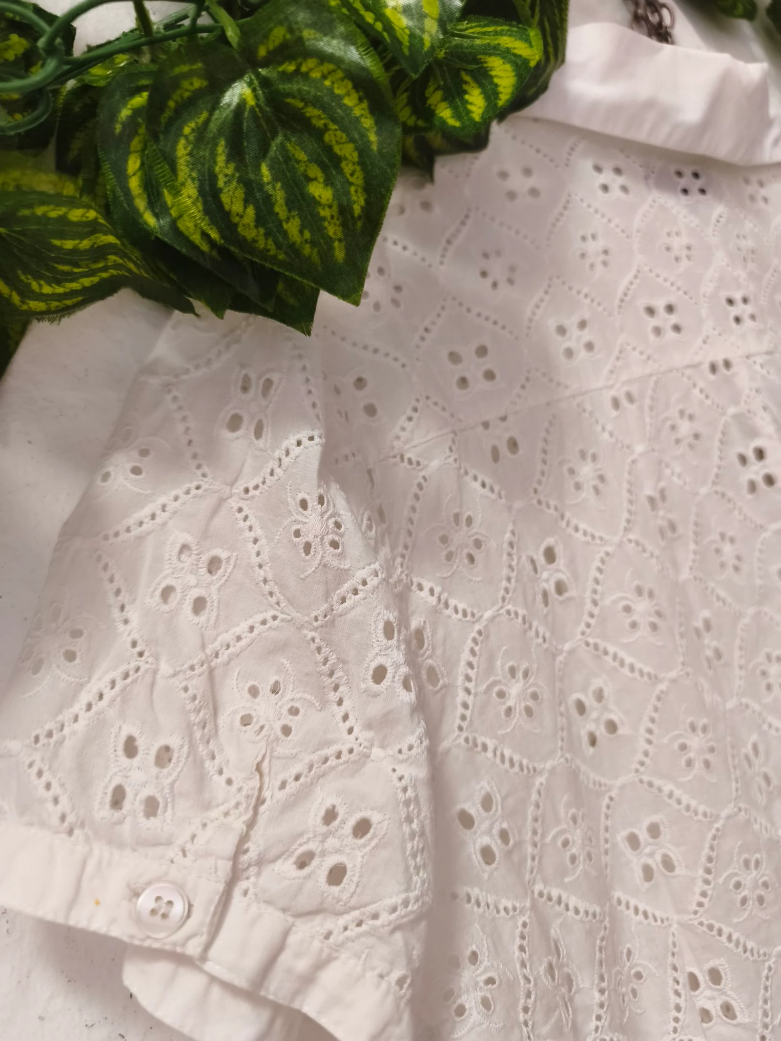 White embroidered sheer cotton blouse for women size 46 Elogy – photo 7